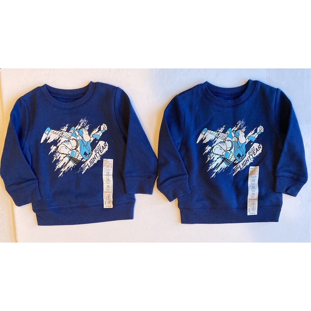 Disney Jumping Beans Boys (2) Sweatshirts Size 12M Softest Fleece Buzz Lightyear